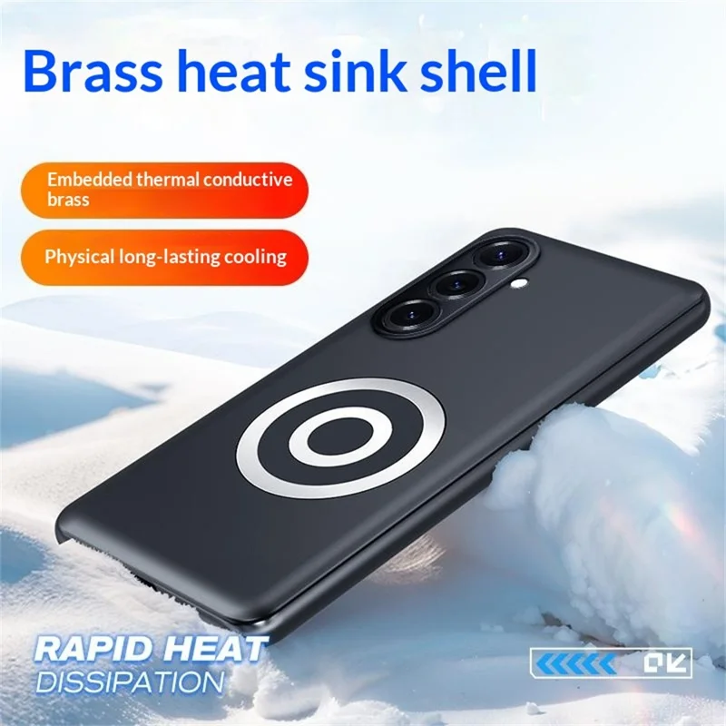 For Samsung Galaxy S25+ Case Graphene + Brass Heat Dissipation Silicone PC Phone Cover Support Magnetic Car Mount