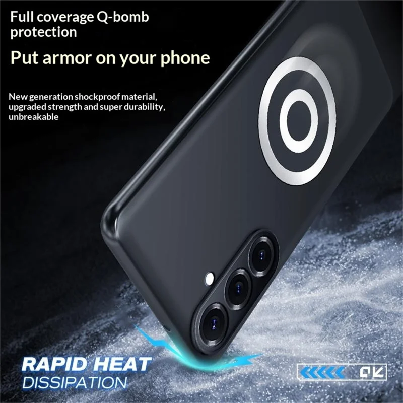 For Samsung Galaxy S25+ Case Graphene + Brass Heat Dissipation Silicone PC Phone Cover Support Magnetic Car Mount