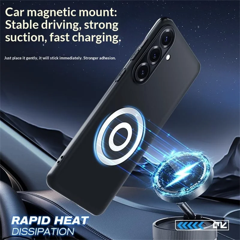 For Samsung Galaxy S25+ Case Graphene + Brass Heat Dissipation Silicone PC Phone Cover Support Magnetic Car Mount