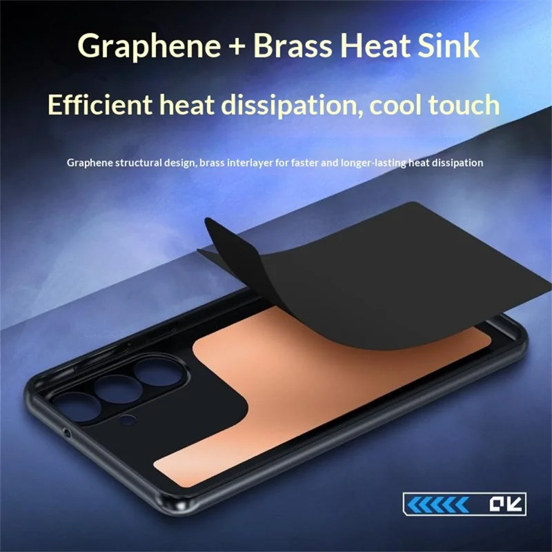 For Samsung Galaxy S25+ Case Graphene + Brass Heat Dissipation Silicone PC Phone Cover Support Magnetic Car Mount