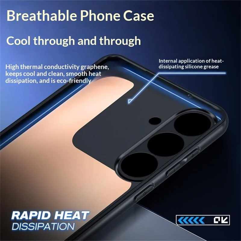 For Samsung Galaxy S25+ Case Graphene + Brass Heat Dissipation Silicone PC Phone Cover Support Magnetic Car Mount