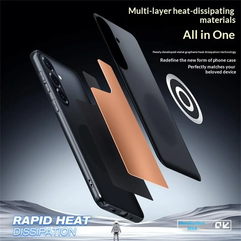 For Samsung Galaxy S25+ Case Graphene + Brass Heat Dissipation Silicone PC Phone Cover Support Magnetic Car Mount