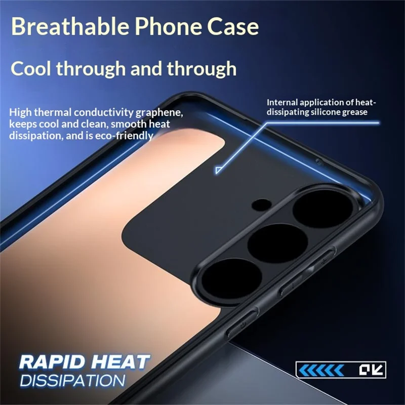 Étui pour Samsung Galaxy S24+ avec dissipation thermique en graphène + laiton, coque de téléphone en silicone PC avec support de fixation magnétique pour voiture