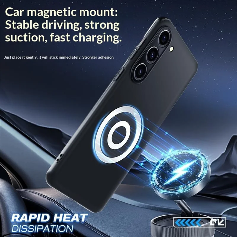For Samsung Galaxy S23 Case Graphene + Brass Heat Dissipation Silicone PC Phone Cover Support Magnetic Car Mount