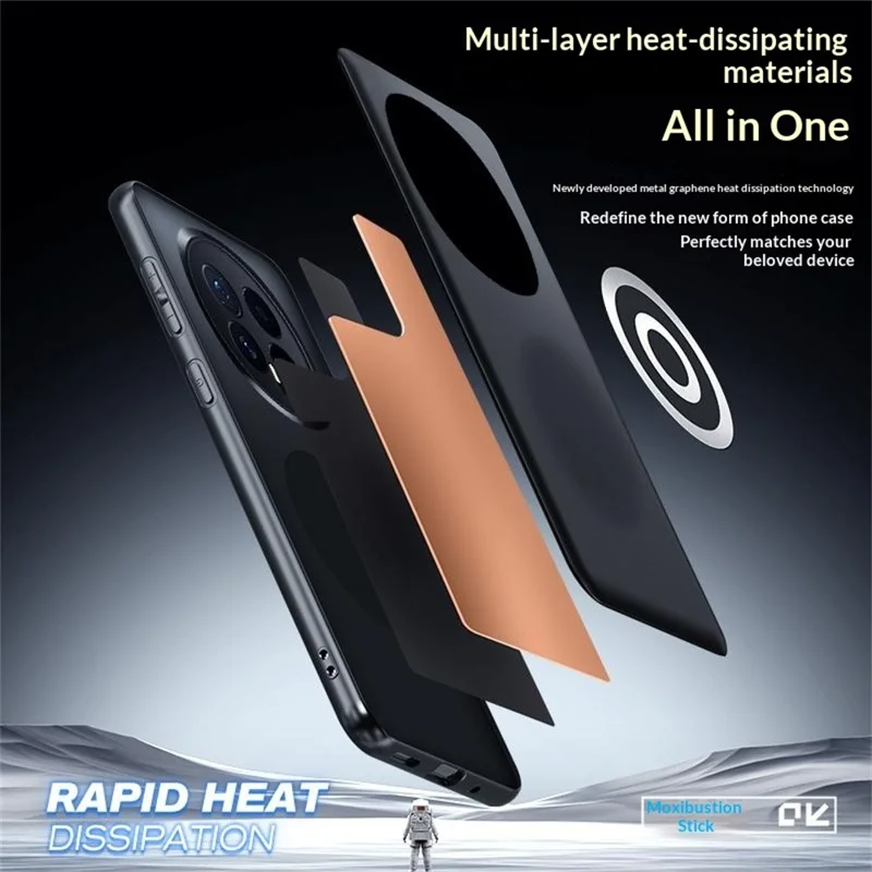 For Honor Magic8 5G Case Graphene + Brass Heat Dissipation Silicone PC Phone Cover Support Magnetic Car Mount