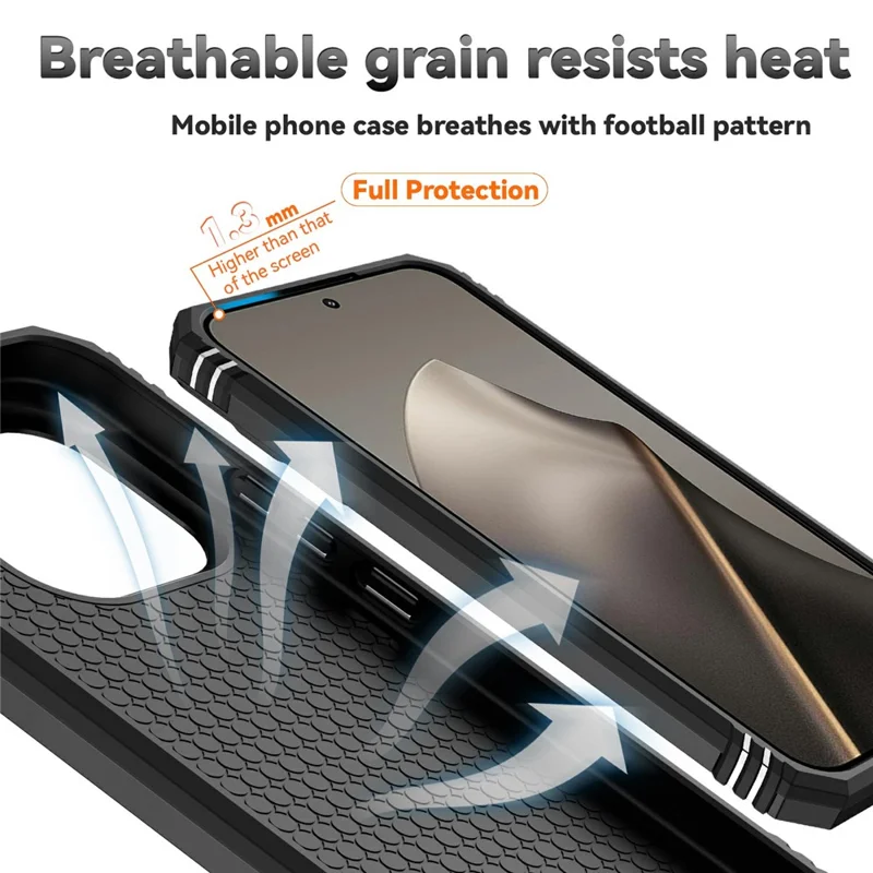 For Xiaomi 15T Case PC + TPU Phone Cover with Lens Protection Kickstand - Black