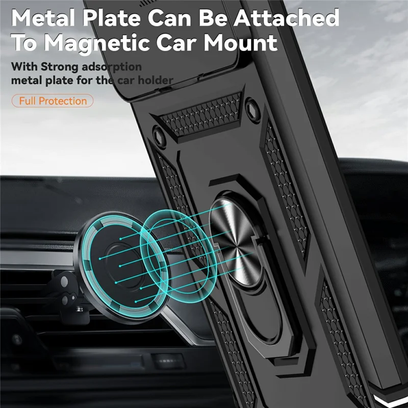 Til Xiaomi 15T Pro Case PC + TPU Telefonbeskyttelse med Linsbeskyttelse og Støtteben - Sort