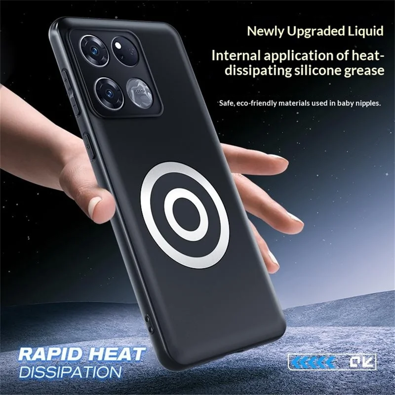 For OnePlus Ace Racing 5G Case Graphene + Brass Heat Dissipation Silicone PC Phone Cover Support Magnetic Car Mount