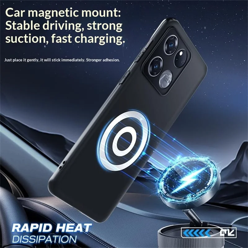 For OnePlus Ace Racing 5G Case Graphene + Brass Heat Dissipation Silicone PC Phone Cover Support Magnetic Car Mount