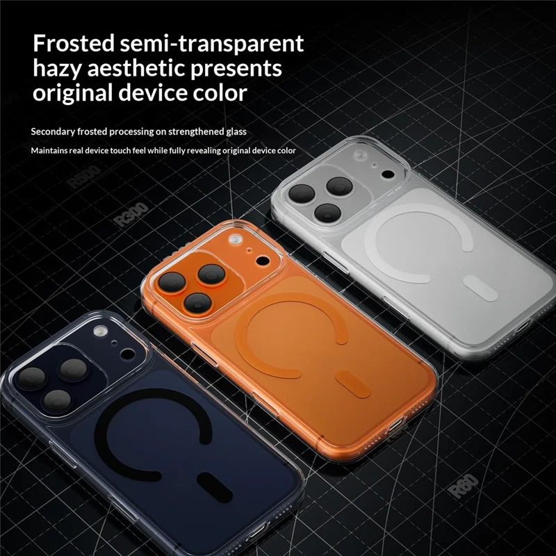 Cover per iPhone 17 Pro Max Compatibile con MagSafe, Cover Sottile Trasparente in Vetro Cristallino e PC Opaco - Bianco