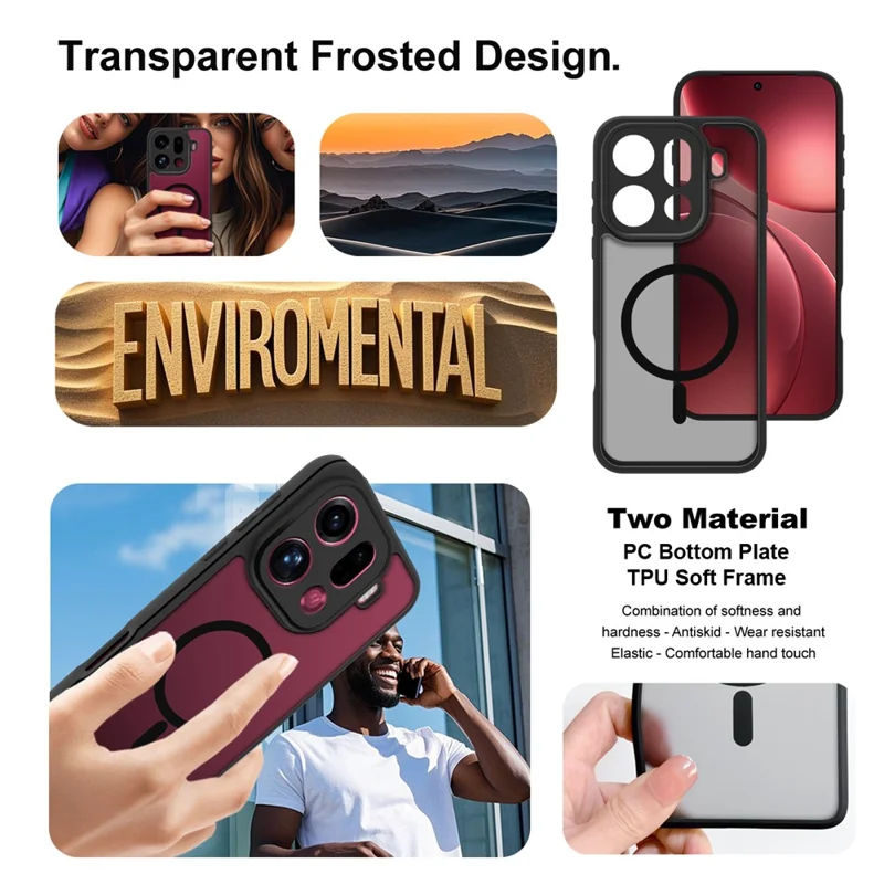 IMAK UX-9B Funda para Oppo Find X9 Pro 5G Compatible con MagSafe Funda Mate de PC y TPU para Móvil