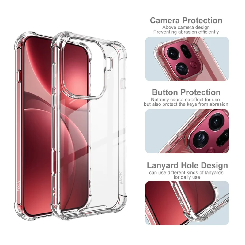 IMAK pour Oppo Find X9 Pro 5G Coque PC + TPU Étui Transparent Antichoc