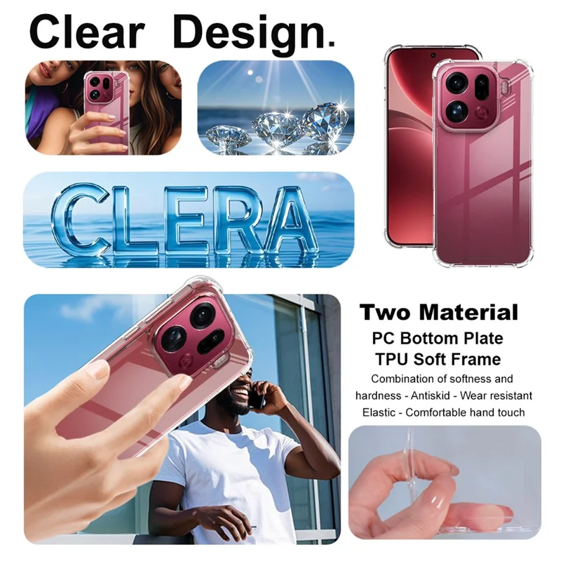 IMAK pour Oppo Find X9 Pro 5G Coque PC + TPU Étui Transparent Antichoc