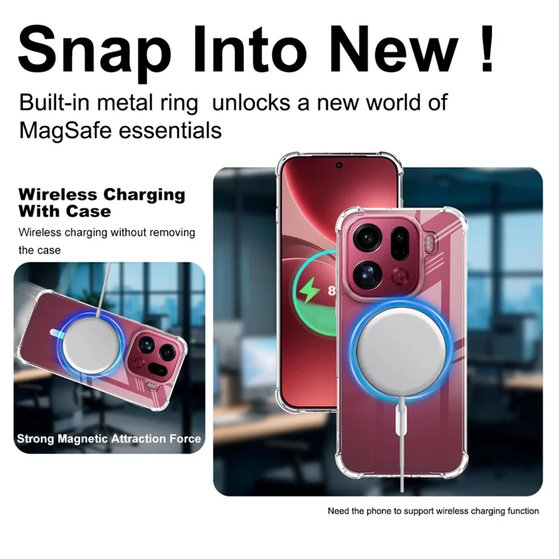 IMAK Dla Oppo Find X9 Pro 5G Obudowa Magnetyczna Odporna na Uderzenia PC TPU Przezroczysta Obudowa Telefoniczna