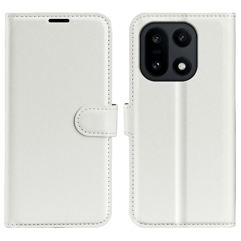 AMORUS For OnePlus 15 5G Wallet Case Litchi Texture Shockproof Leather Flip Stand Phone Cover - White