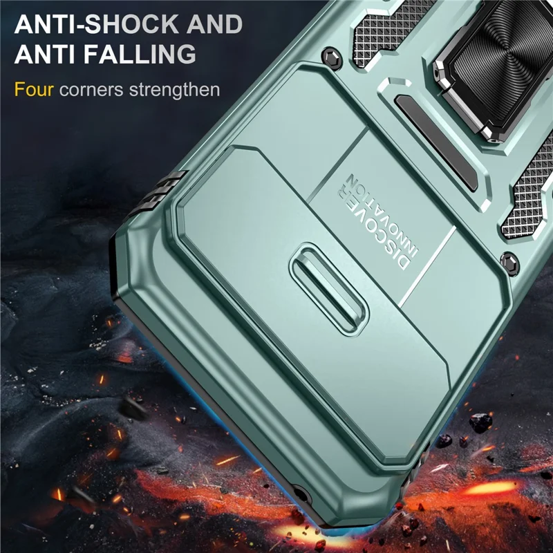 For Google Pixel 10  /  10 Pro Case Kickstand Slide Lens Lid PC + TPU Drop-Proof Phone Cover - Green