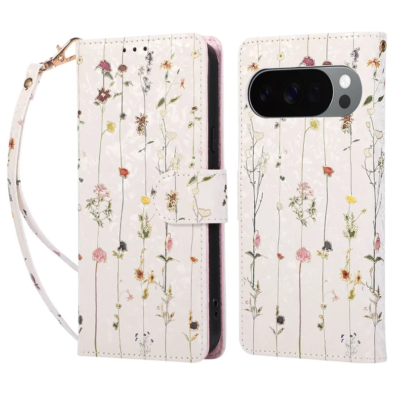 For Google Pixel 10 / 10 Pro / 9 / 9 Pro Case RFID Blocking Flower Leather Phone Cover - Small Flower