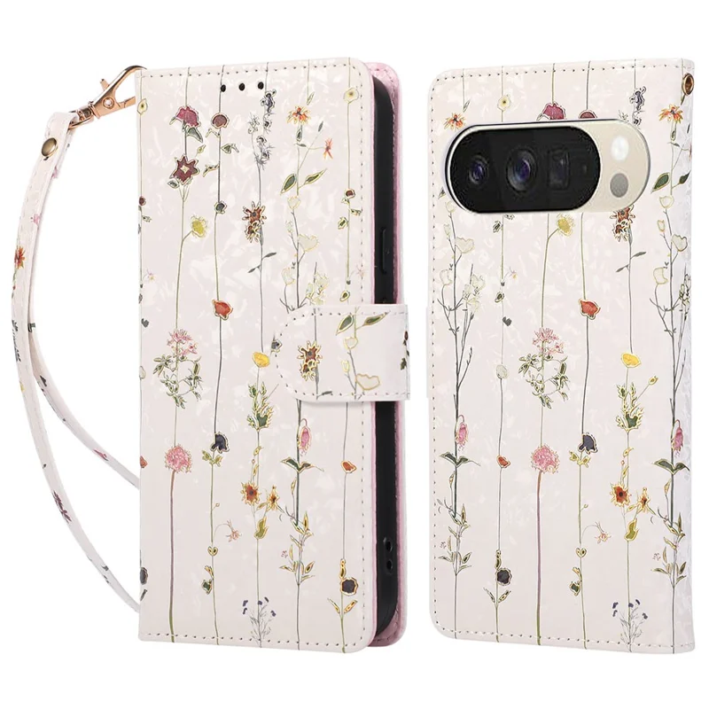 For Google Pixel 10 Pro XL / 9 Pro XL Case RFID Blocking Flower Leather Phone Cover - Small Flower