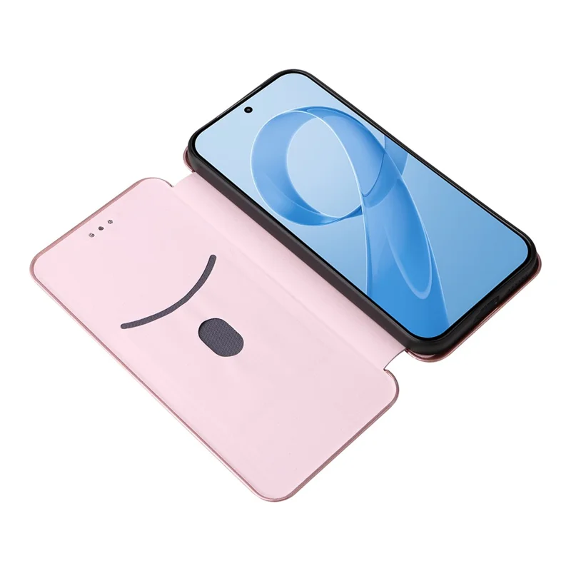 Telefoonhoesje voor Xiaomi Redmi K90 5G / Poco F8 Pro met koolstofvezelstructuur, stootvaste PU-lederen telefooncover - Roze goud
