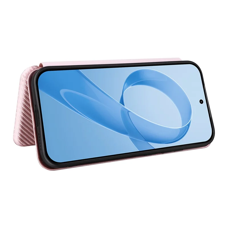 Telefoonhoesje voor Xiaomi Redmi K90 5G / Poco F8 Pro met koolstofvezelstructuur, stootvaste PU-lederen telefooncover - Roze goud