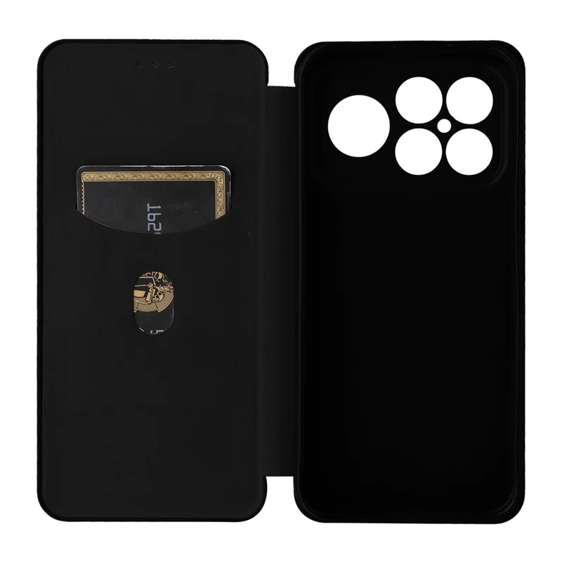 Mobilsax för Xiaomi Redmi K90 Pro Max 5G / Poco F8 Ultra med struktur i kolfiber Drop-säker mobilsax i PU-läder - Svart