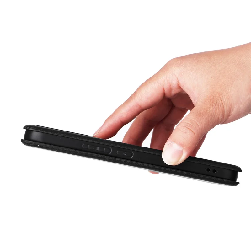 Mobilsax för Xiaomi Redmi K90 Pro Max 5G / Poco F8 Ultra med struktur i kolfiber Drop-säker mobilsax i PU-läder - Svart