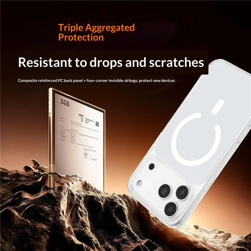 Capa para iPhone 17 Pro Max Compatível com MagSafe, Capa Traseira Magnética TPU e PC com Duas Cores - Branco