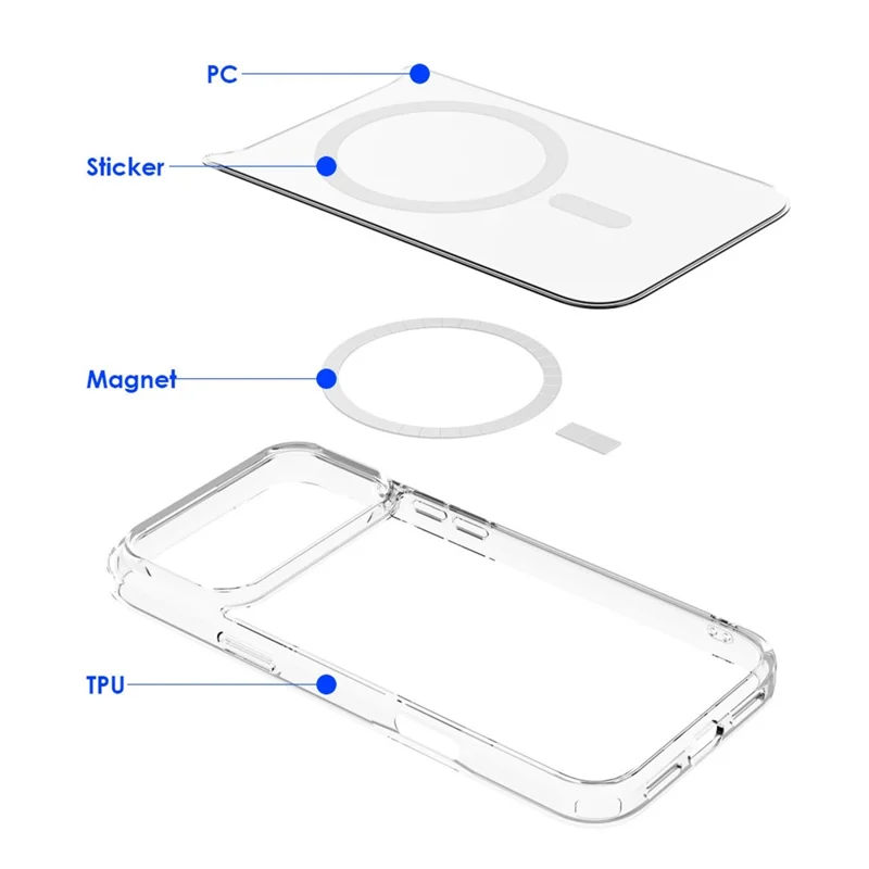 Capa para iPhone 17 Pro Max Compatível com MagSafe, Capa Traseira Magnética TPU e PC com Duas Cores - Branco