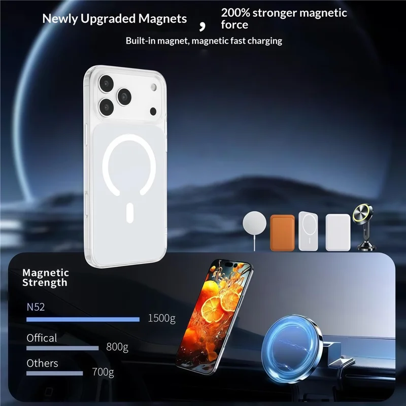 Capa para iPhone 17 Pro Compatível com MagSafe, Capa Traseira Magnética em TPU e PC com Duas Cores - Branco