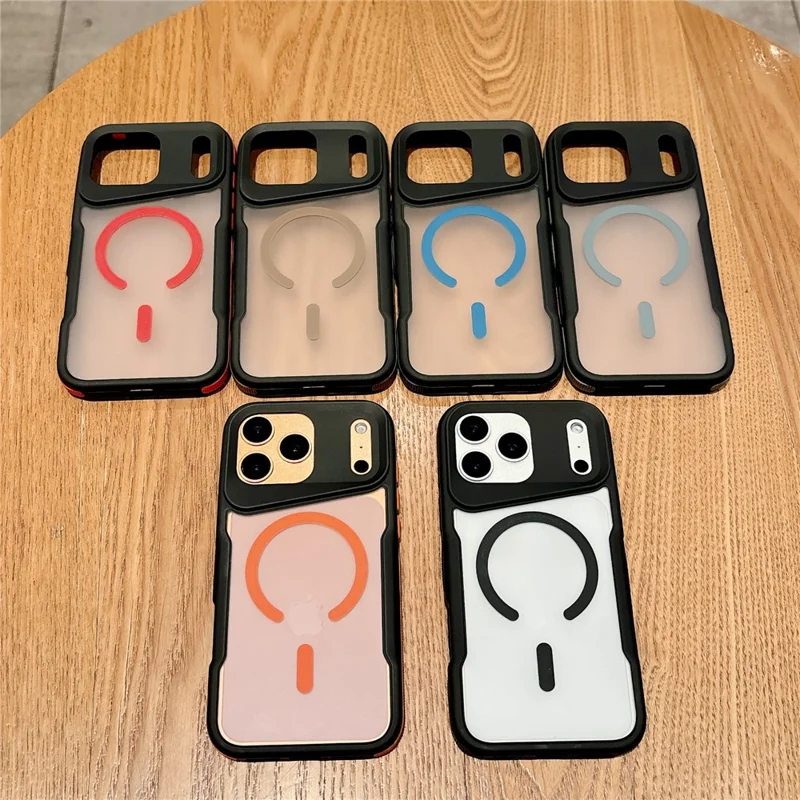 Capa Magnética para iPhone 17 Pro Max com Revestimento Tátil TPU + PC, Capa Traseira à Prova de Choques - Laranja