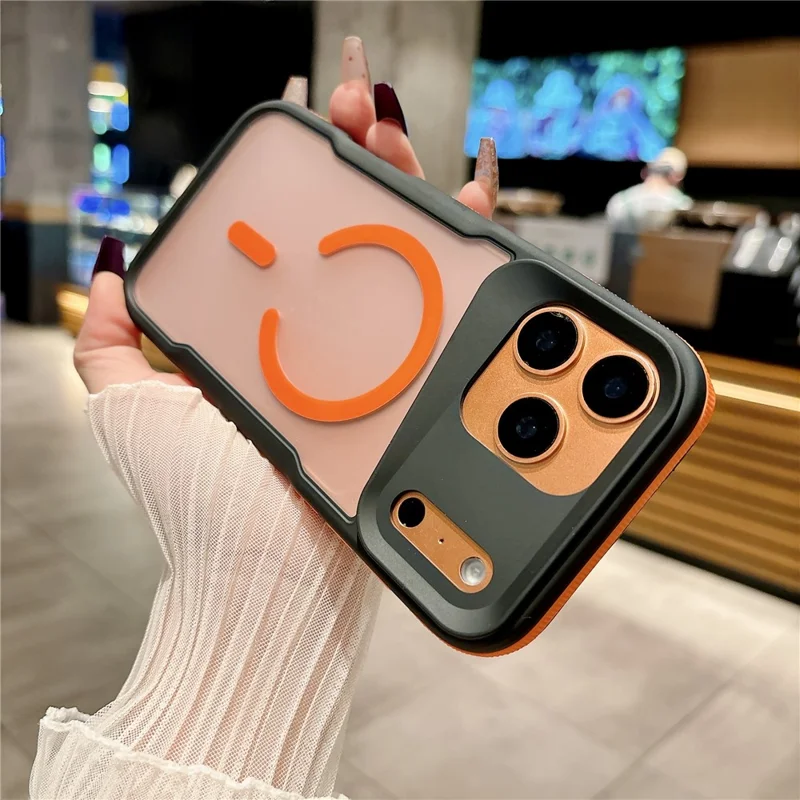 Capa Magnética para iPhone 17 Pro Max com Revestimento Tátil TPU + PC, Capa Traseira à Prova de Choques - Laranja