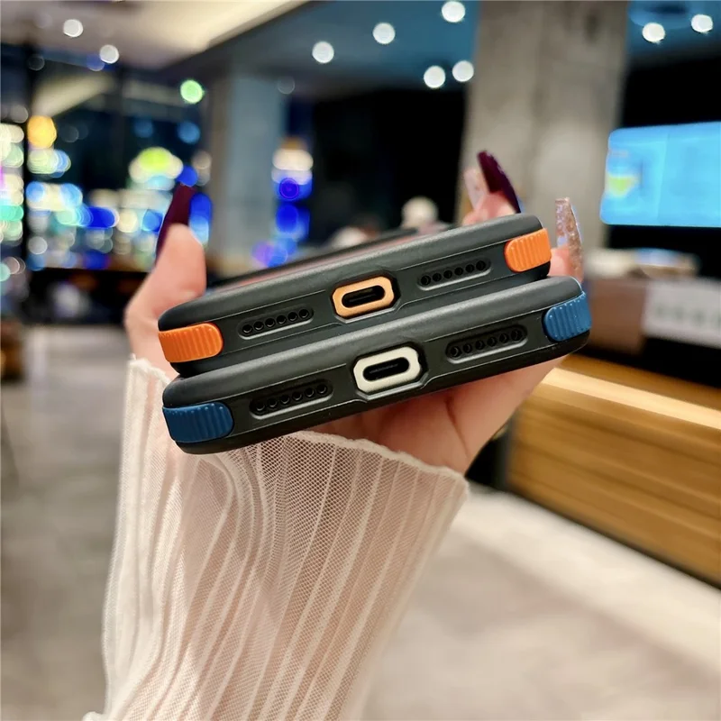 Capa Magnética para iPhone 17 Pro Max com Revestimento Tátil TPU + PC, Capa Traseira à Prova de Choques - Laranja