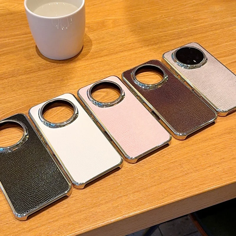 Custodia per For Honor Magic8 5G Rivestita in PU con Texture Lucertola Placcata, Protezione Antiurto in PC - Nero