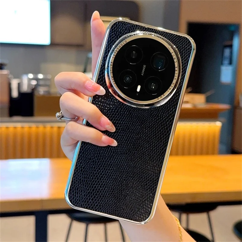 Capa para Honor Magic8 Pro 5G com Revestimento Electrolítico, Textura de Lagarto em PU e PC, Capa à Prova de Quedas - Preto