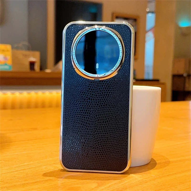 Capa para Honor Magic8 Pro 5G com Revestimento Electrolítico, Textura de Lagarto em PU e PC, Capa à Prova de Quedas - Preto