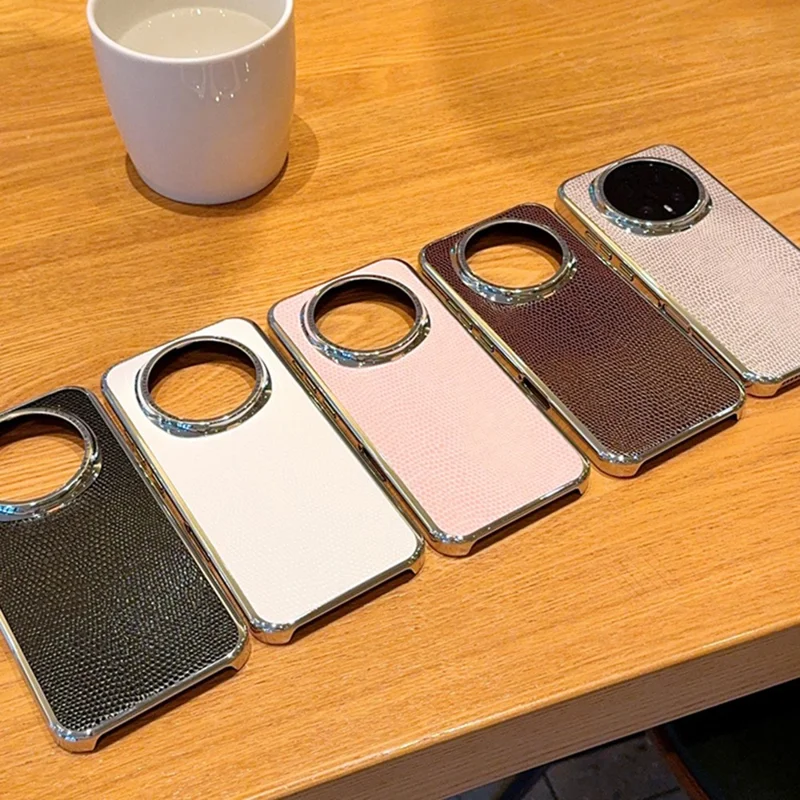 Capa para Honor Magic8 Pro 5G com Revestimento Electrolítico, Textura de Lagarto em PU e PC, Capa à Prova de Quedas - Preto