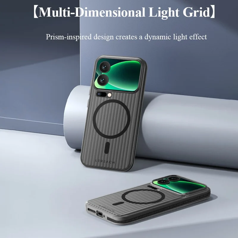 LEREACH TOC Series for Xiaomi 17 Magnetic Case Flowing Grid PC Phone Cover - Black