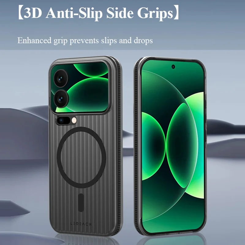 LEREACH TOC Series for Xiaomi 17 Magnetic Case Flowing Grid PC Phone Cover - Black