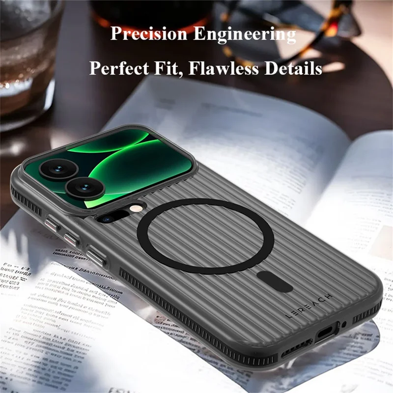 LEREACH TOC Series for Xiaomi 17 Pro Magnetic Case Flowing Grid PC Phone Cover - Black