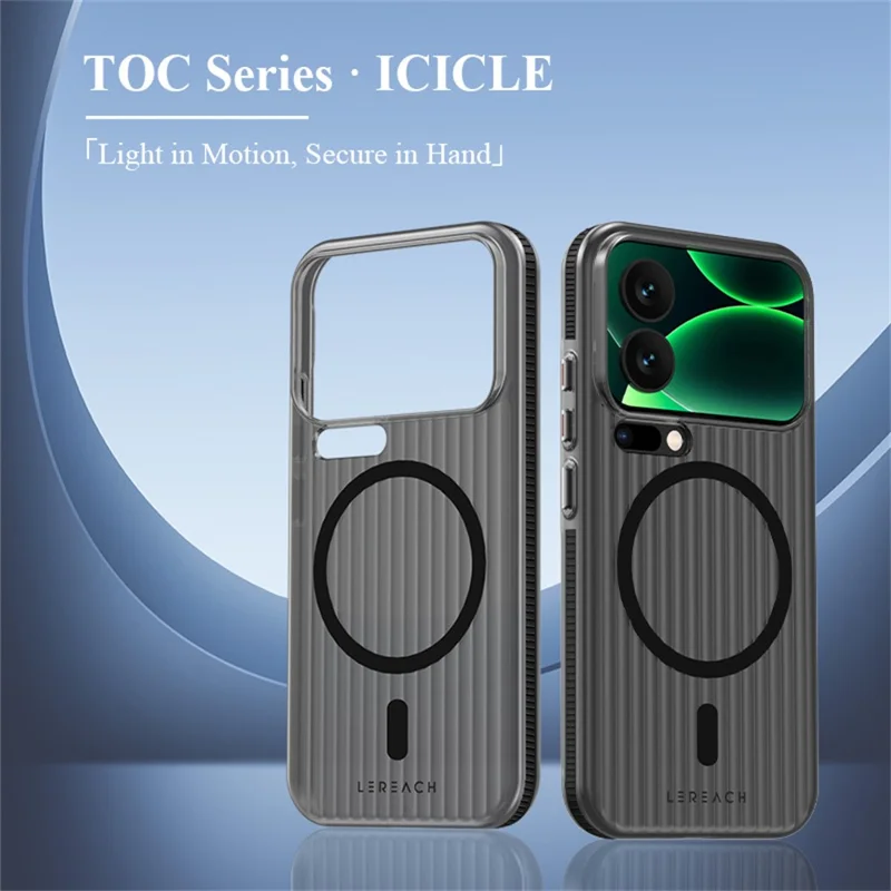 LEREACH TOC Series for Xiaomi 17 Pro Magnetic Case Flowing Grid PC Phone Cover - Black