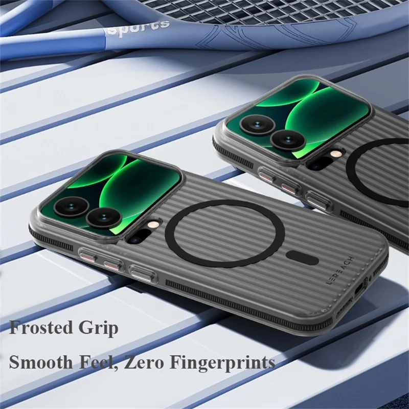 LEREACH TOC Series for Xiaomi 17 Pro Magnetic Case Flowing Grid PC Phone Cover - Black