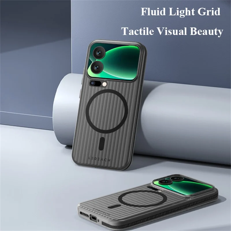 LEREACH TOC Series for Xiaomi 17 Pro Magnetic Case Flowing Grid PC Phone Cover - Black