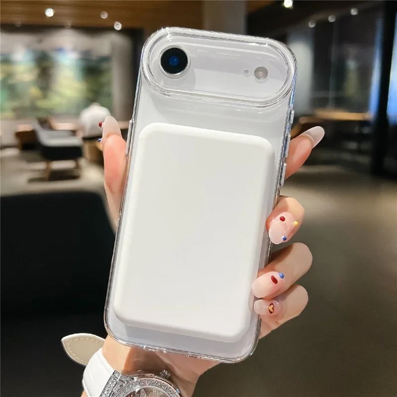 Coque transparente cristal pour iPhone Air, compatible MagSafe, coque rigide en PC avec film en verre trempé - Vert fluo