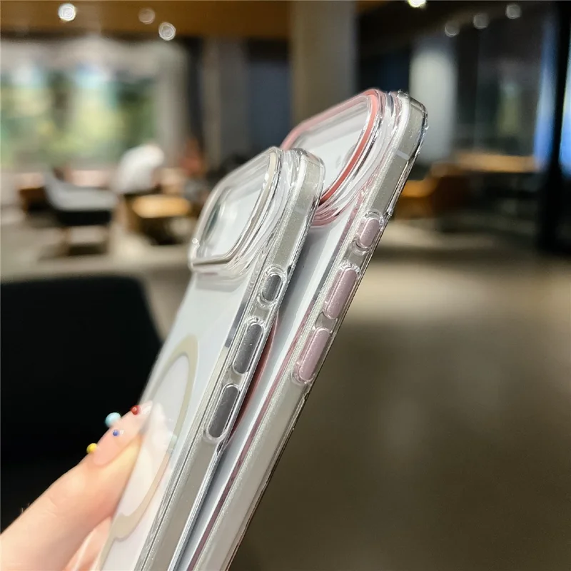 Coque transparente cristal pour iPhone Air, compatible MagSafe, coque rigide en PC avec film en verre trempé - Vert fluo