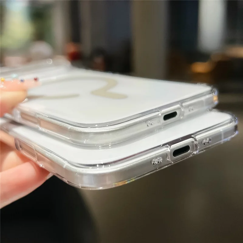 Coque transparente cristal pour iPhone Air, compatible MagSafe, coque rigide en PC avec film en verre trempé - Vert fluo