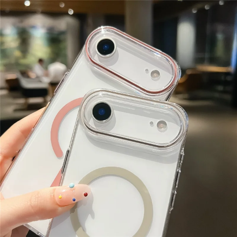 Coque transparente cristal pour iPhone Air, compatible MagSafe, coque rigide en PC avec film en verre trempé - Vert fluo