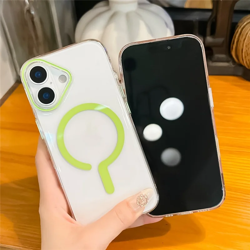 Coque transparente cristal pour iPhone 17, compatible MagSafe, coque rigide en PC avec film en verre trempé - Or Désert