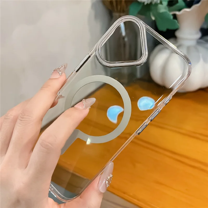 Coque transparente cristal pour iPhone 17, compatible MagSafe, coque rigide en PC avec film en verre trempé - Or Désert