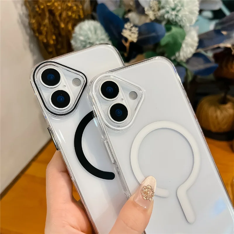 Coque transparente cristal pour iPhone 17, compatible MagSafe, coque rigide en PC avec film en verre trempé - Or Désert