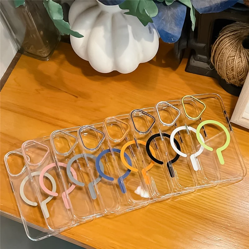 Coque transparente cristal pour iPhone 17, compatible MagSafe, coque rigide en PC avec film en verre trempé - Or Désert